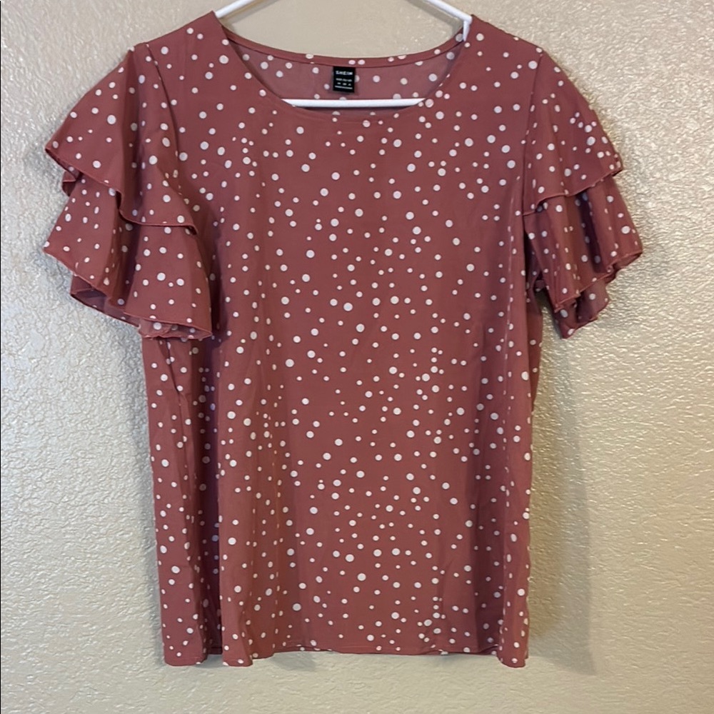 H&M Pink Flutter Sleeve Ruffled Blouse